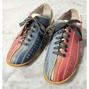 EB Bowling Shoes Unisex 10.5 Red Blue Leather Upper Genuine Leather Sole Rental